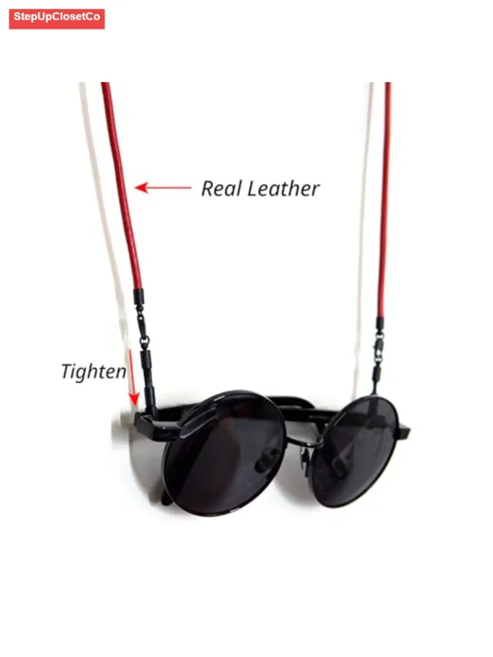 Leather Eyeglasses Strap & Eyewear Chain with Dual Connectors, Adjustable